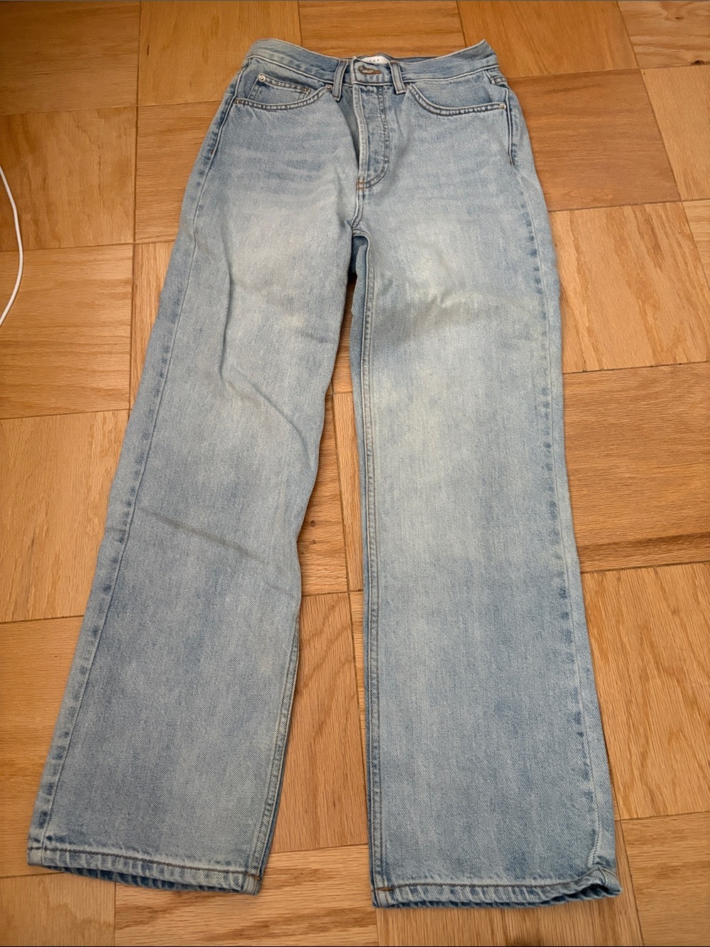 Topshop Light Blue Straight Leg Jeans